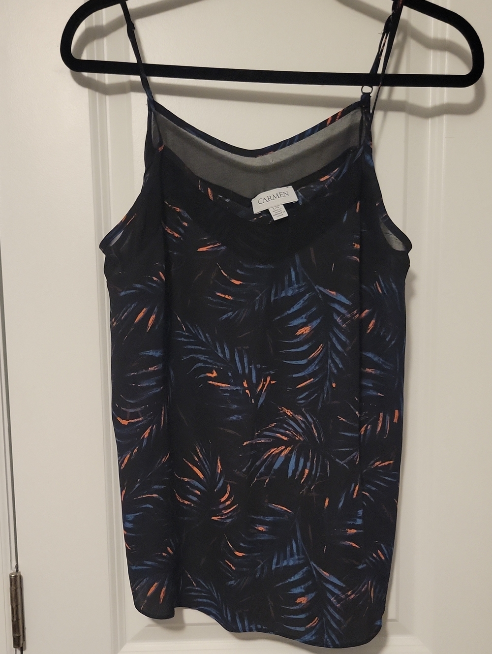 Carmen Black Palm-Print Camisole Tank Top